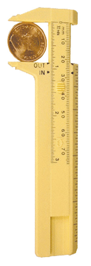 Coin Gauge Caliper Measures Depth Size & Diameter Plastic Millimeter Pocket Tool