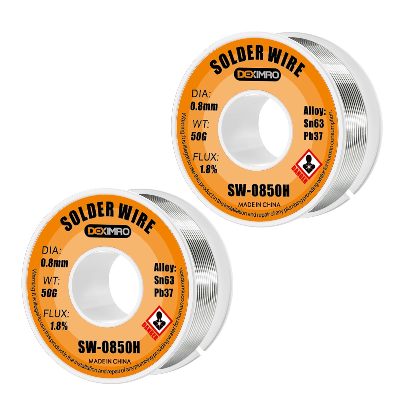 Solder Wire - Sn63/Pb37, 0.8mm Diameter, 50g, Low Melting Point & Fast Soldering