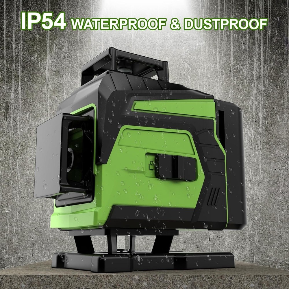 Precision 360° Green Laser Level with Remote & Easy Setup Magnetic Wall Bracket