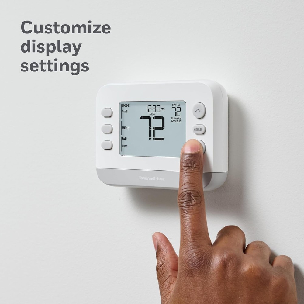 New! Programmable Thermostat, Single-Stage, 1 Heat/1 Cool Compatibility, Flex...