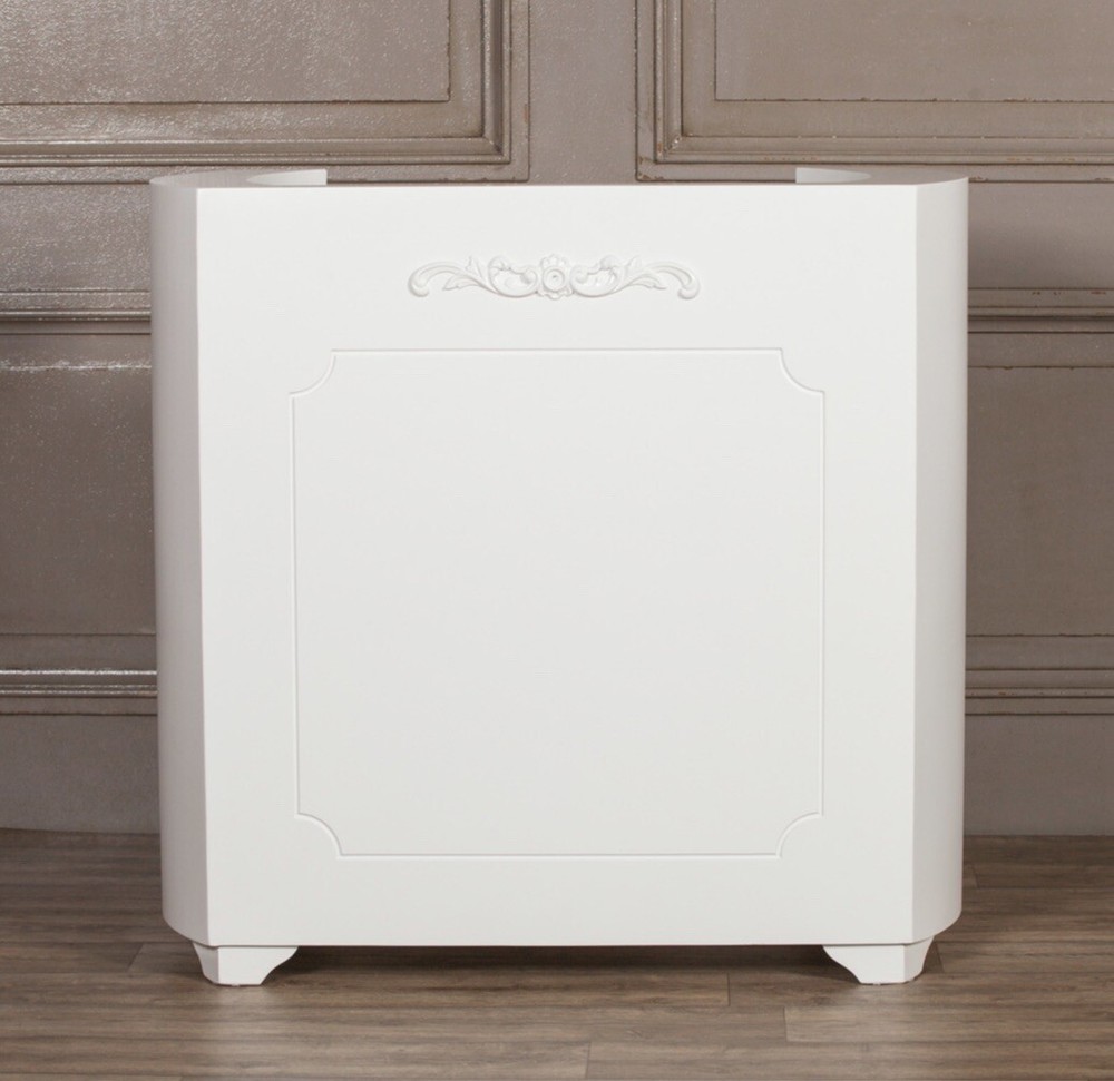 French Inspired Style White Reception Desk Table Lockable Drawer with 2 Keys