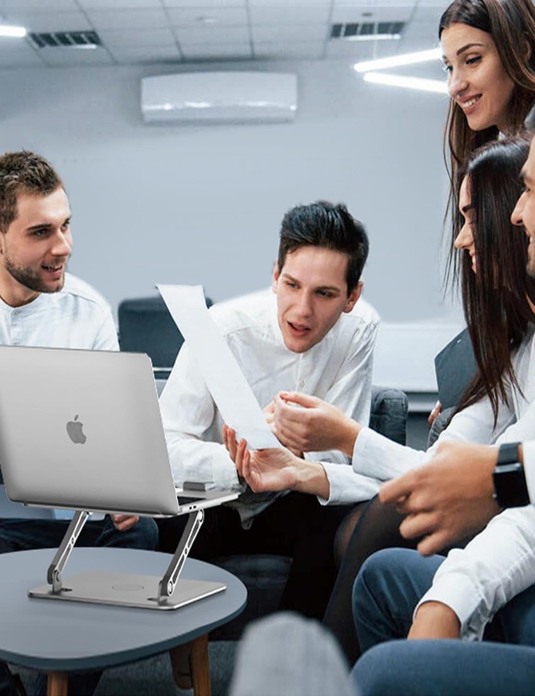 ivoler Adjustable Laptop Stand with 360° Rotating Base, Ergonomic Silver
