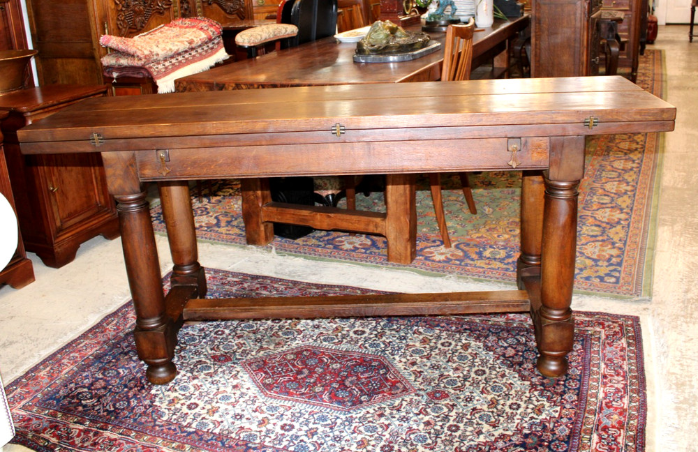 French Antique Oak Folding Dining Table / Trestle Table / Sofa Table
