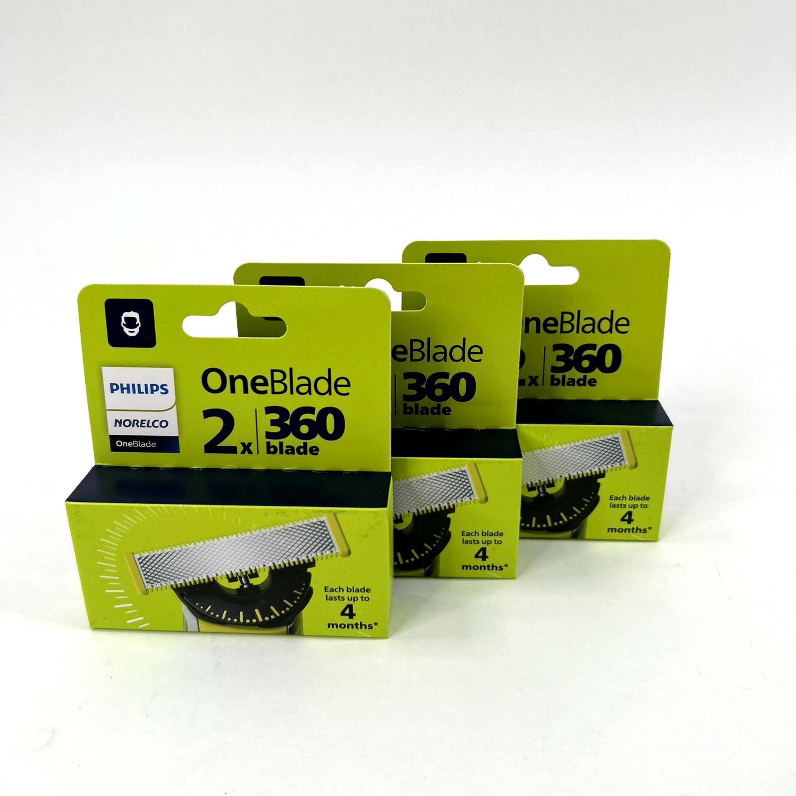 Lot Of 3 - Philips Norelco OneBlade 360 Replacement Blades 2 Per Pack = 6 Blades