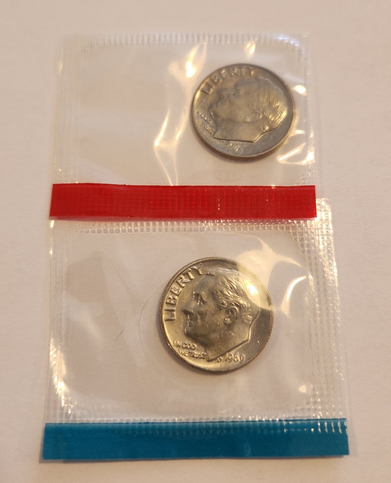 1969 P&D Roosevelt Dimes in Mint Cello