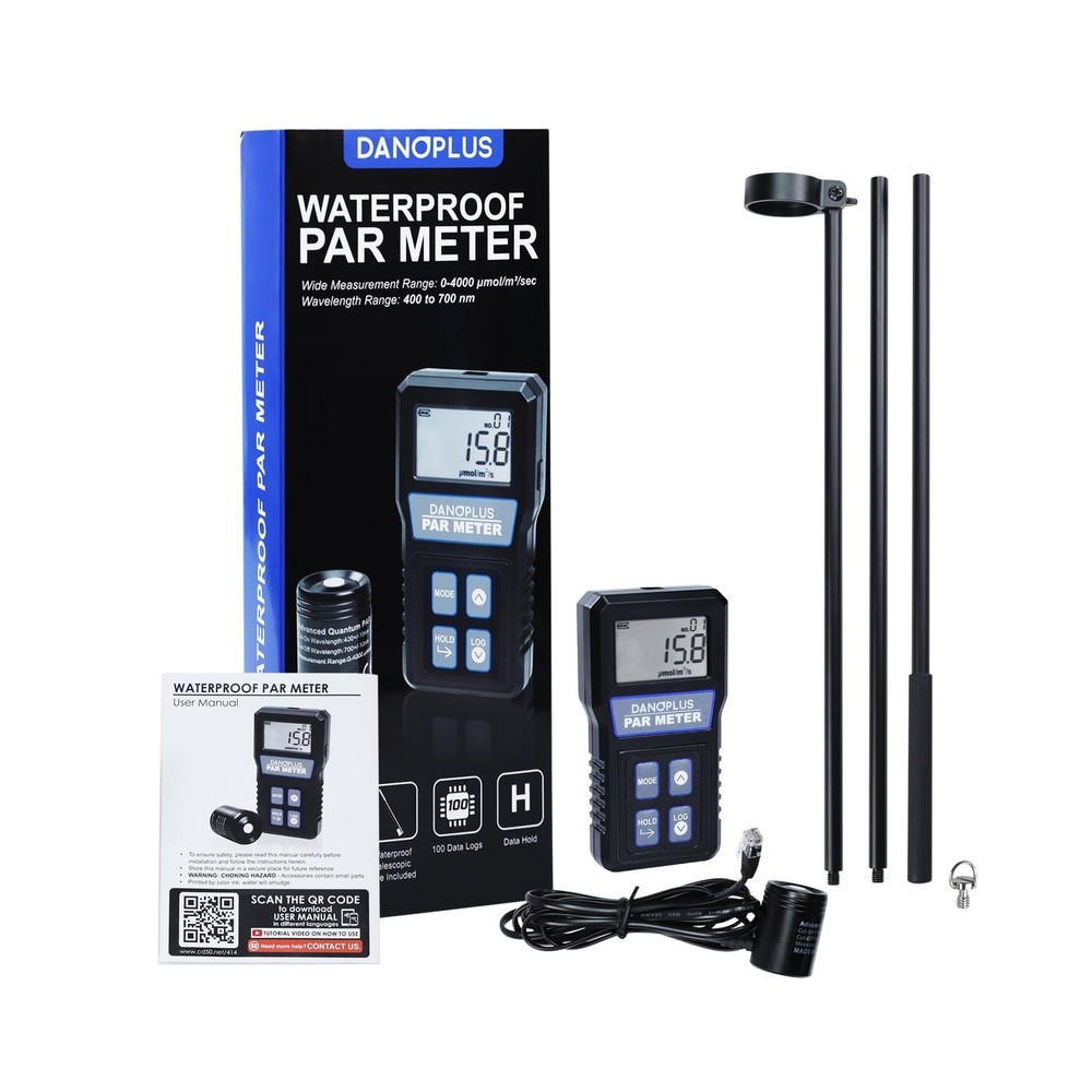 PAR Meter for Reef Tank Waterproof PAR Meter Aquarium IP68 Quantum Sensor PPF...