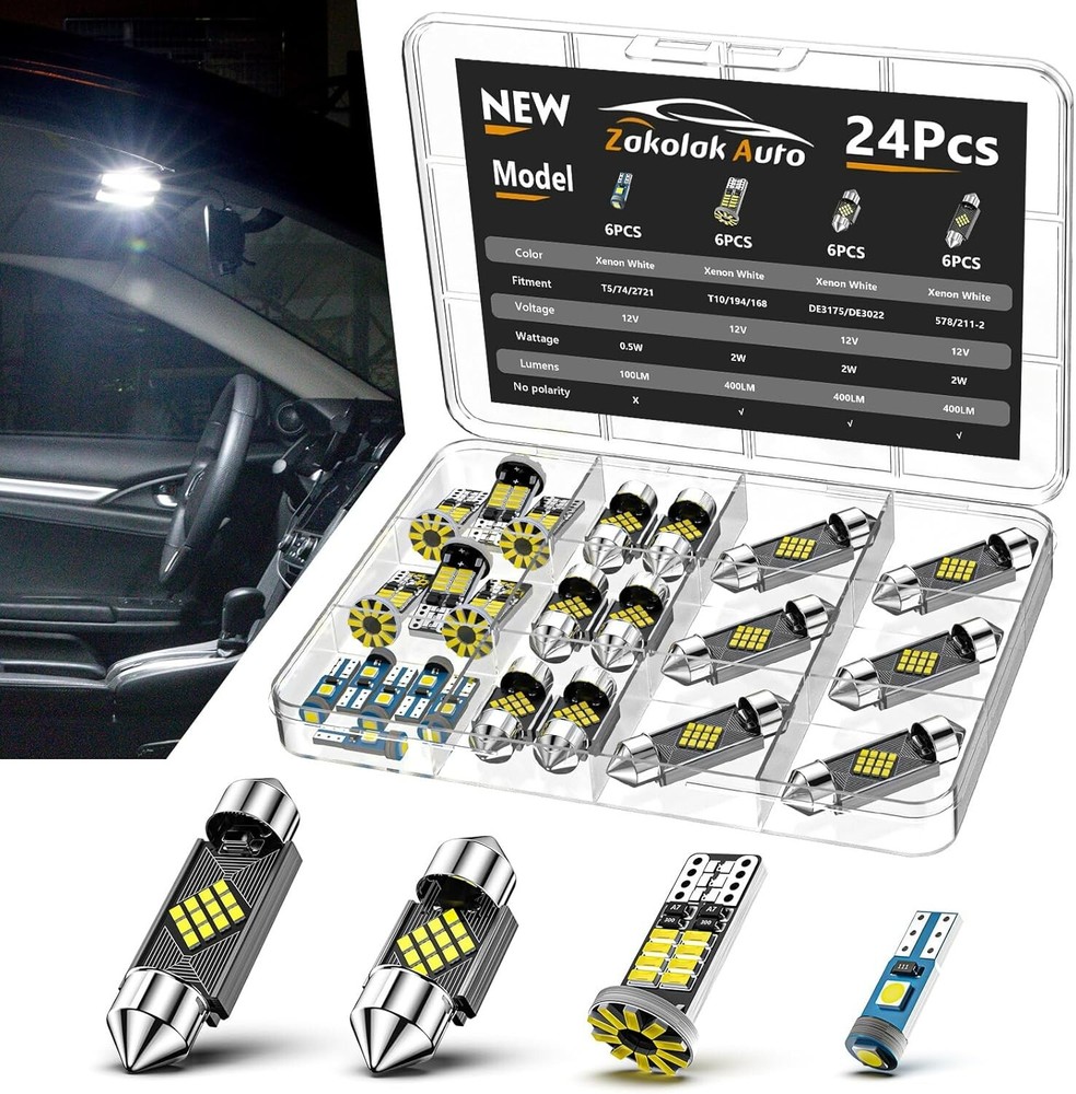 "Luces interiores del coche de 24PCS LED, extremadamente brillantes 6500K "