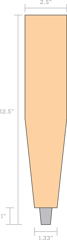 Unfinished 12.5" Solid Maple Tapered Tap Handle