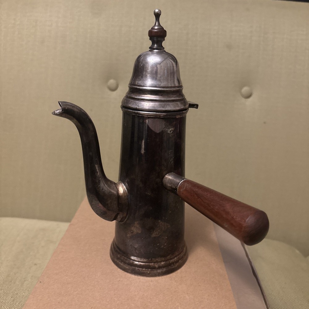 VTG SILVERPLATE HOT CHOCOLATE POT WOOD HANDLE
