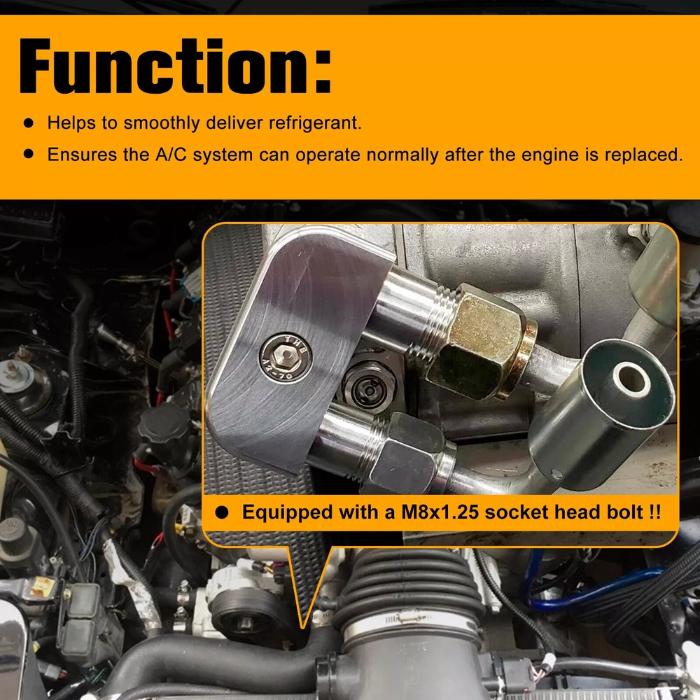 Swap Conversion A/C Line Compressor Adapter Fitting For GM Gen V L86 L83 Engine