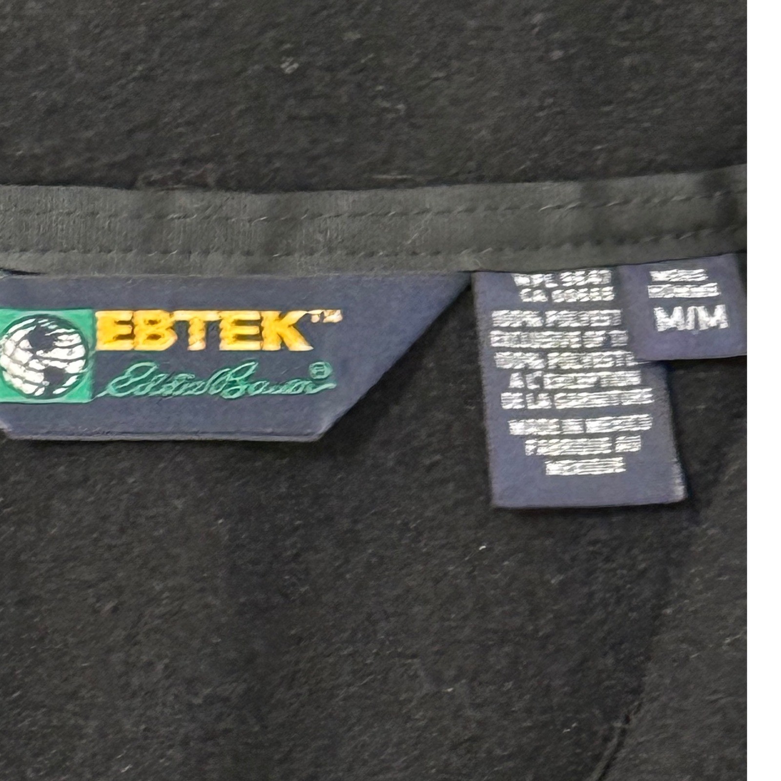Vintage Eddie Bauer EBTEK Fleece Pullover Jacket Men Medium M Black Blue Stripe