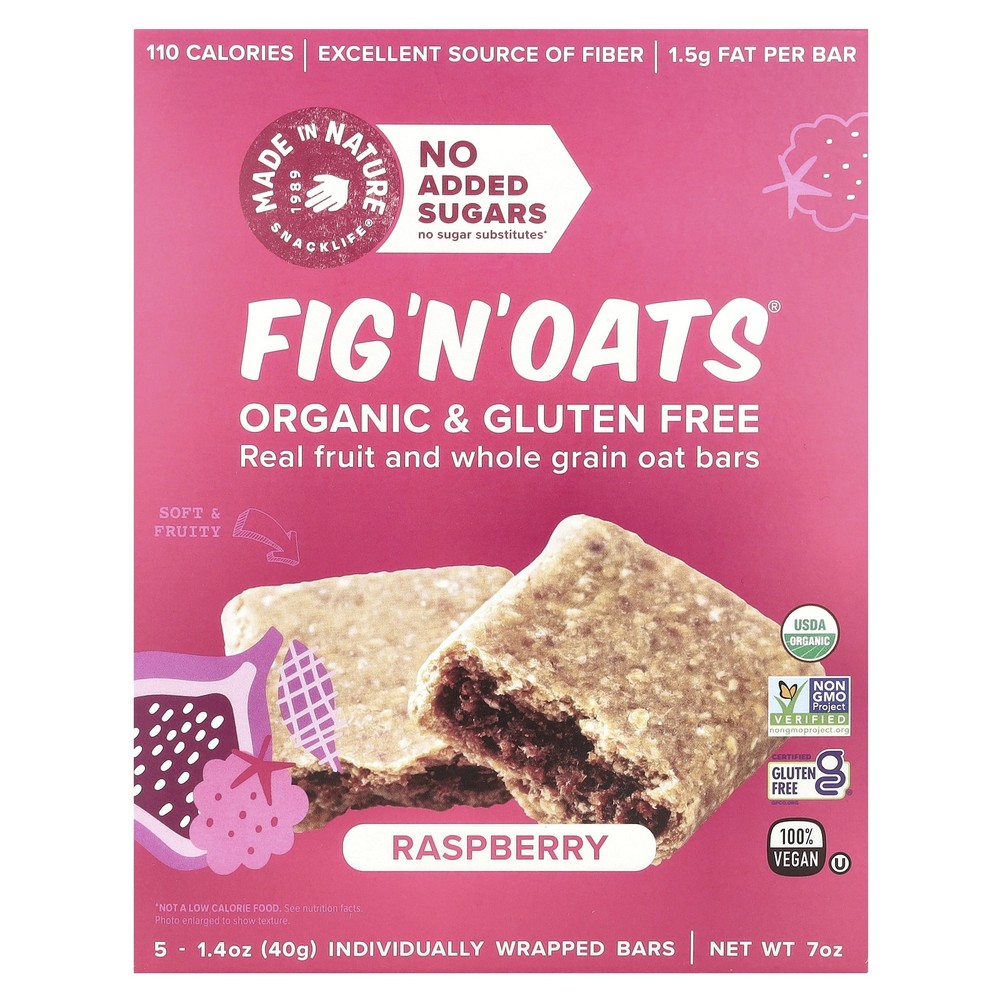 Fig 'N' Oats®, Raspberry, 5 Individually Wrapped Bars, 1.4 oz (40 g) Each