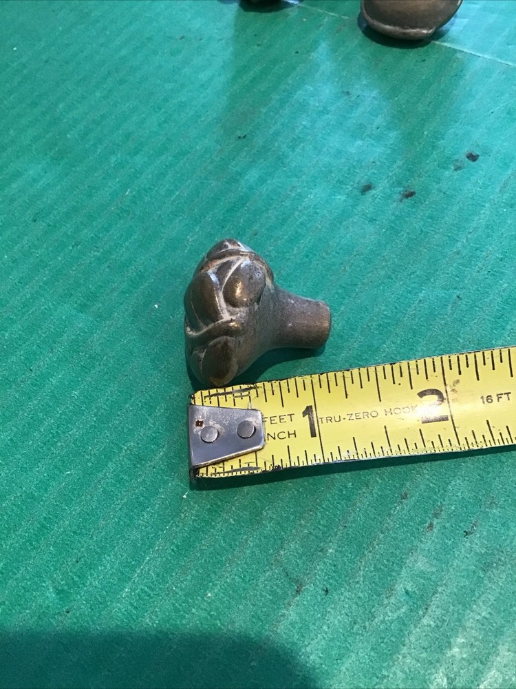 (4) Vintage Rare Keeler Brass LEAF CABINET KNOB PULL Solid (matches 45966 pull)