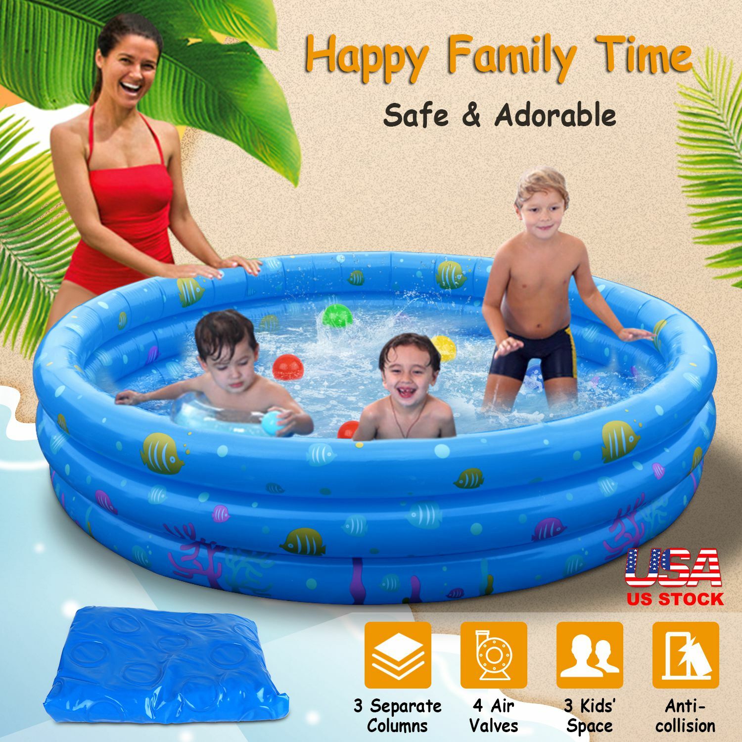 Kids Inflatable Swimming Pool Blow Up Children Family Yard Play Center Pool