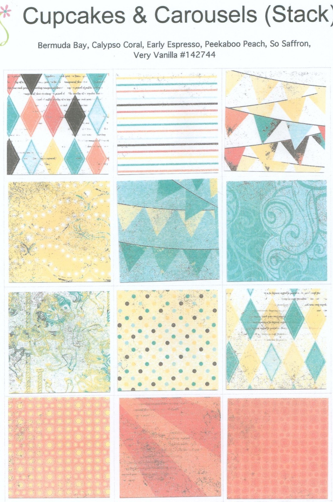 Retired Stampin' Up! Cupcakes & Carousels 6" x 6" Double-Sided DSP