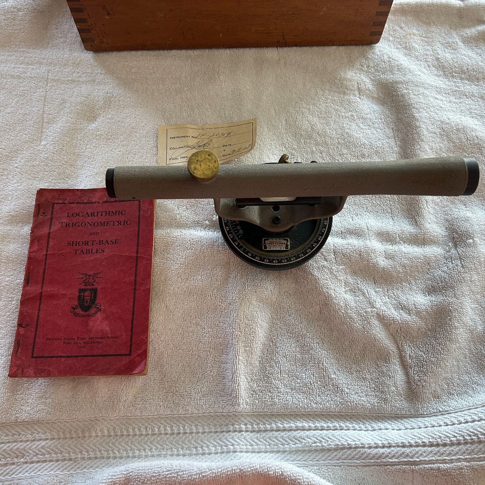 Vintage 1960's USA Craftsman Surveying Transit with Sear Roebuck Wooden Case