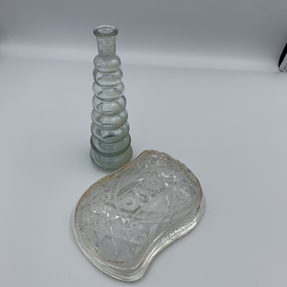 Clear Bud Base And Gold Trimmed Candy Dish