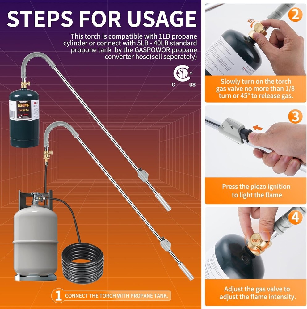 Self-Igniting 50,000 BTU Outdoor Torch