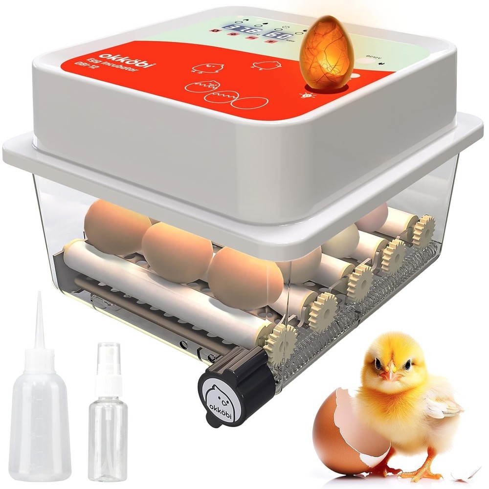 Egg Incubator 12 Eggs Automatic Turner Stable Temperature Humidity Control