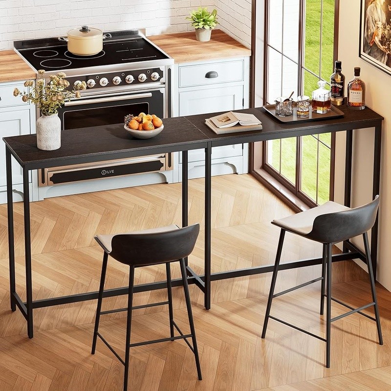 Narrow Space Saving Bar Table Counter Height Metal Frame Kitchen Dining New