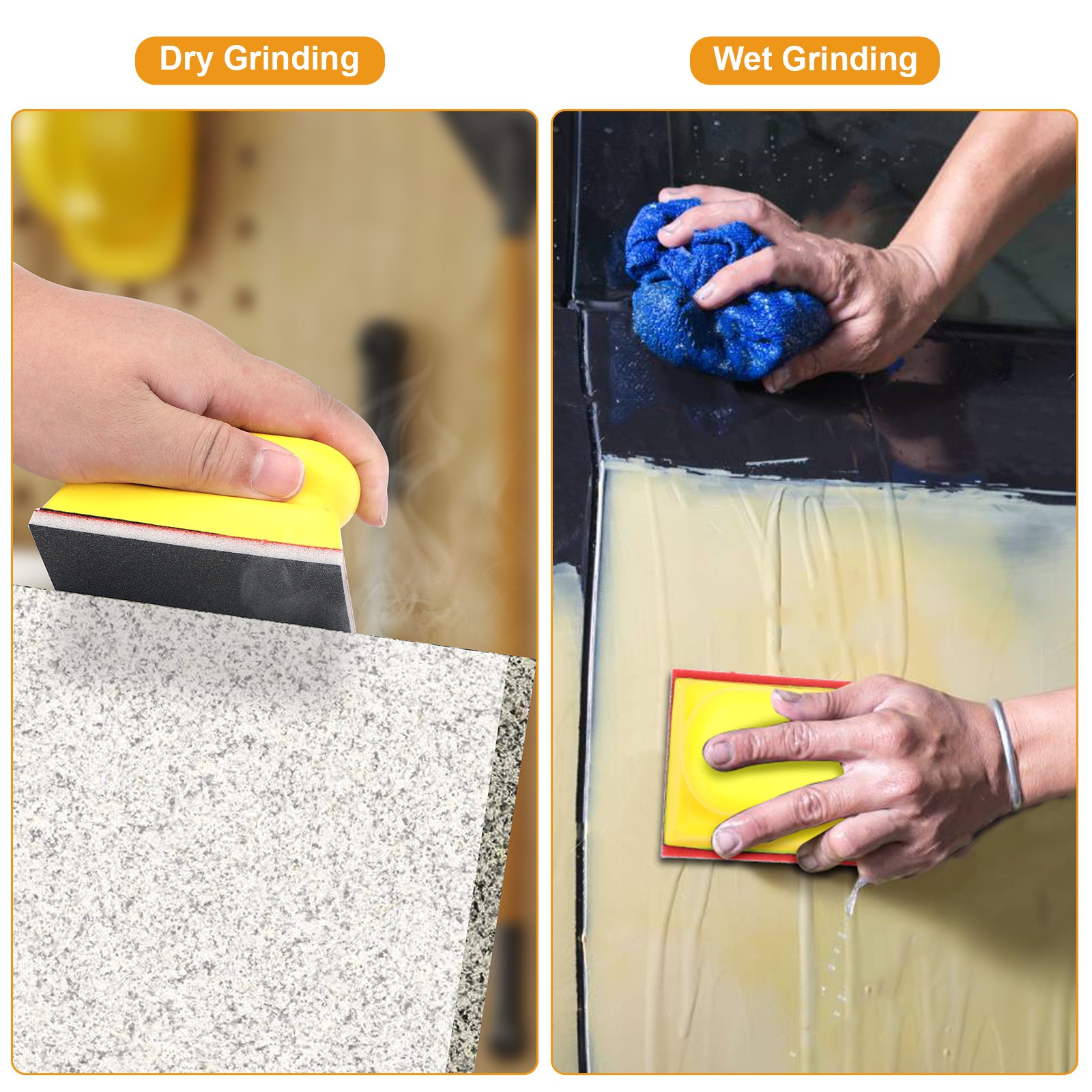 24pcs 180-3000 Grit Sanding Sponge Foam Pads Wet Dry Sandpaper + Sander Block