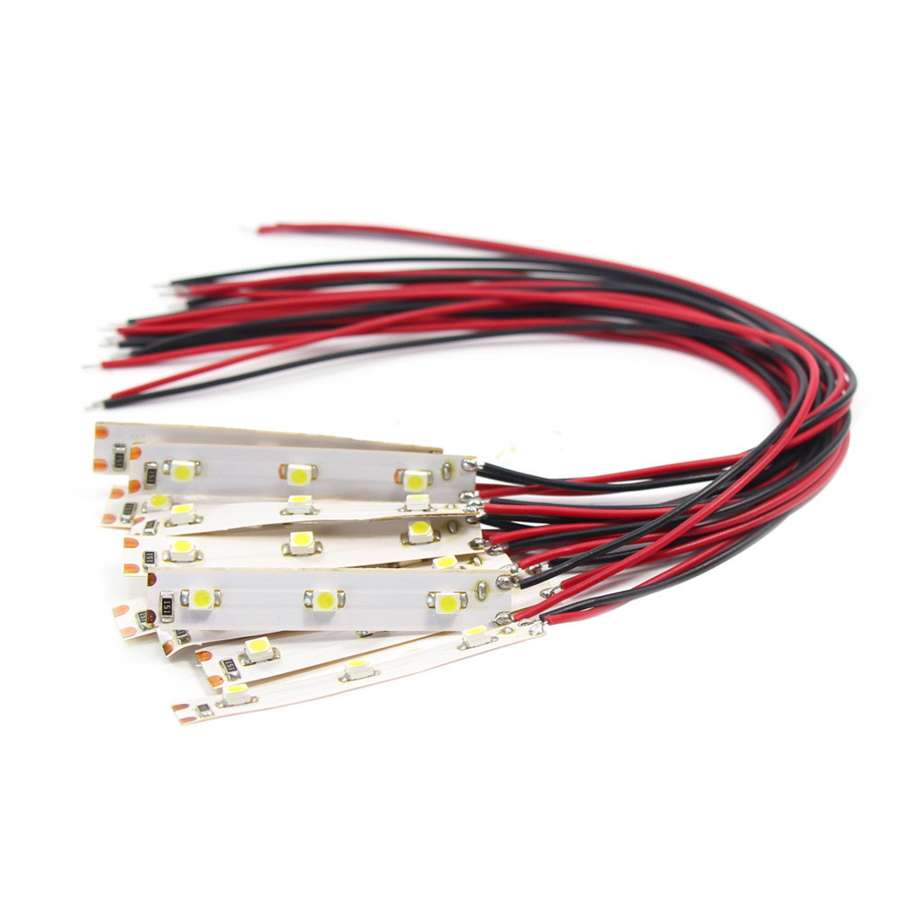 DD01W 10pcs Pre Wired White Strip Led Light Self-adhesive Flexible 12V ~ 18V
