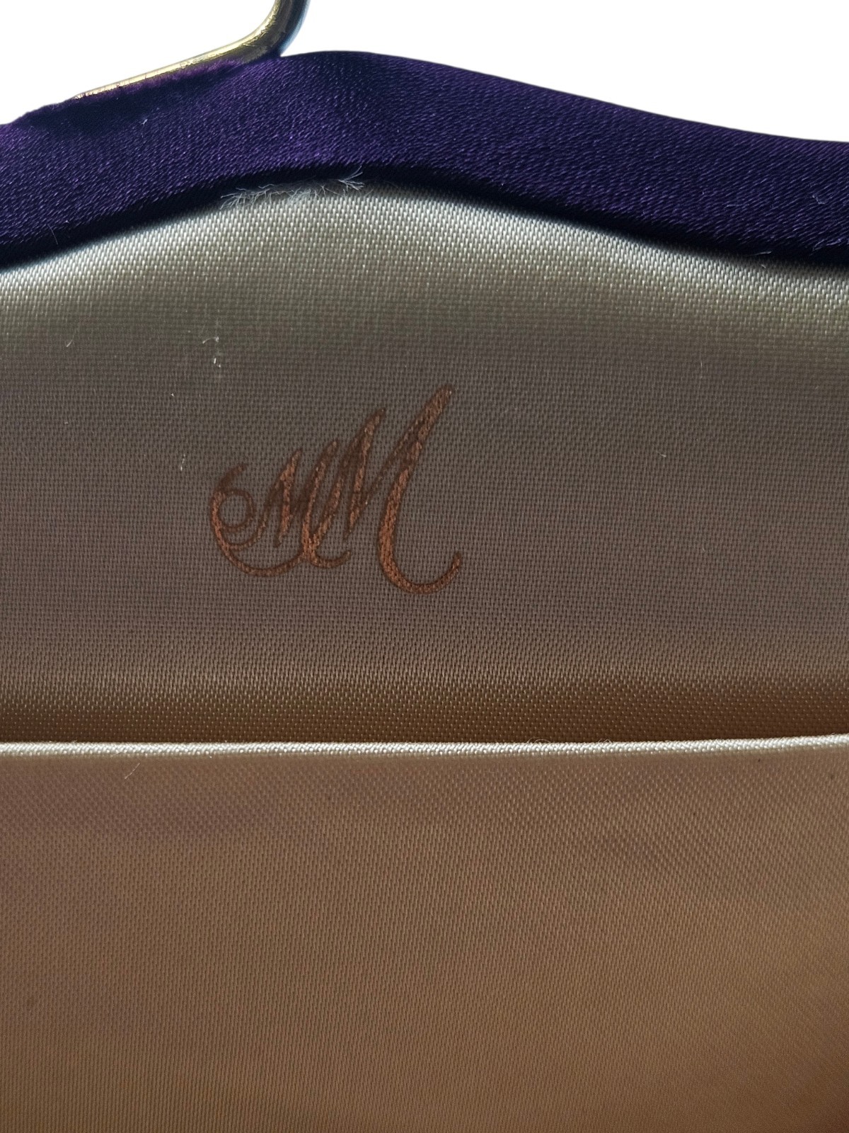 Vintage MM (Morris Moskowitz) Purple Satin Handbag Jewel Kiss Lock ~7" X 8.5"