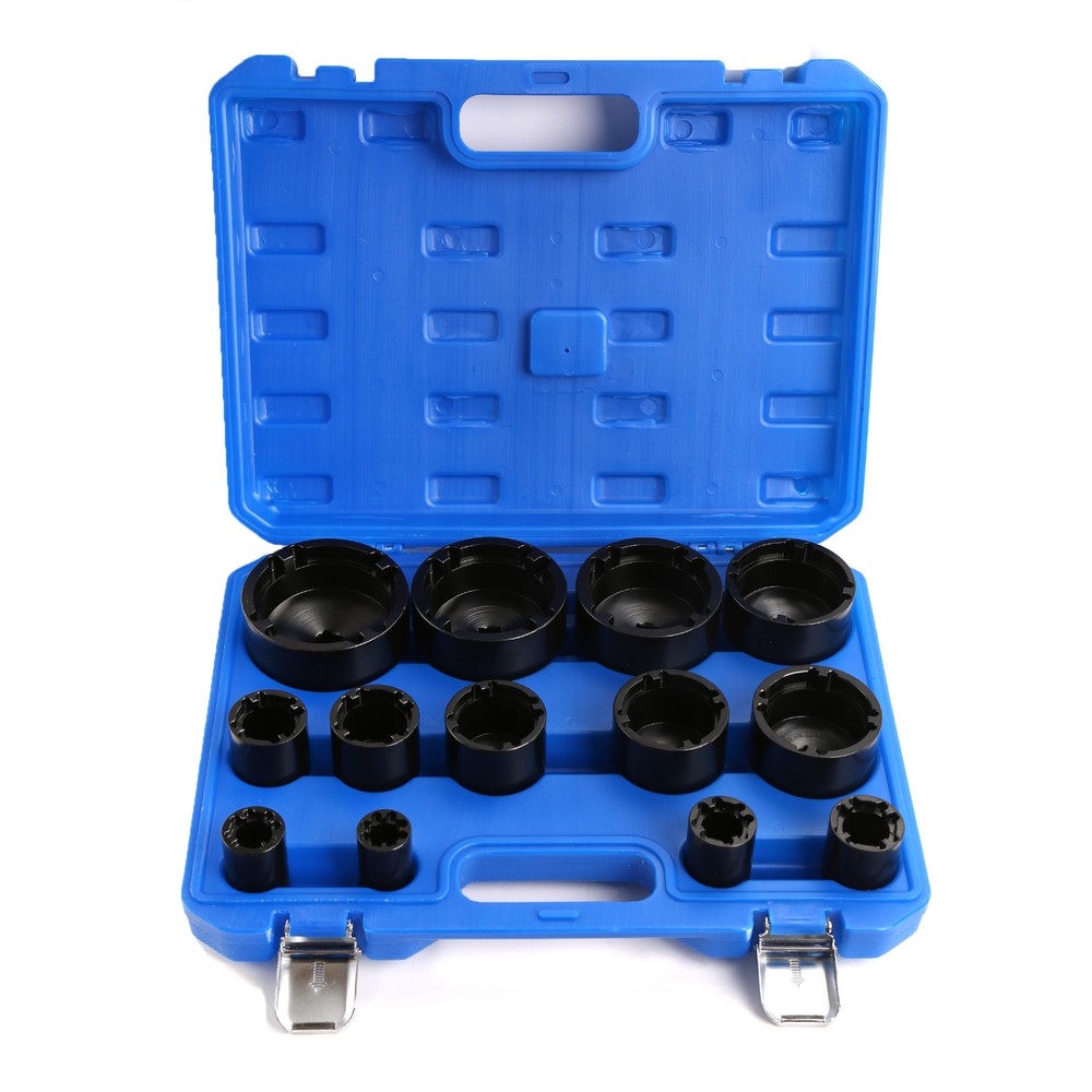 13pc Grooved Locknut Socket Set 1/2" dr. Internal Teeth 18 - 80mm 60mm Long Deep