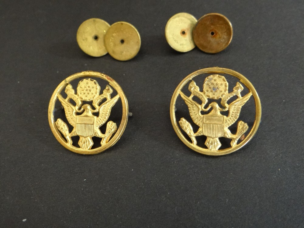 WWII US Army Unassigned Officer's Collar Brass Insignia Pair Meyer