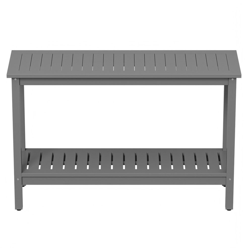 Console Table 48" Patio Side Accent Table Multifunctional with Foot Sliders Grey