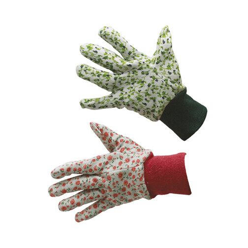 Floral Gardening Work Gloves with Colored PVC Dots