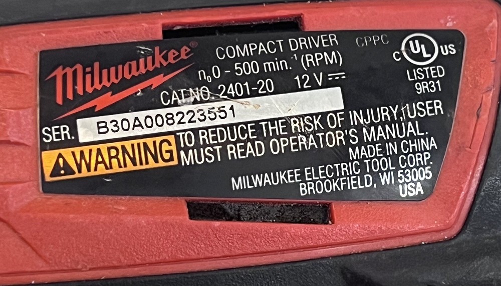 Milwaukee Hex Screwdriver Driver Cordless 12-Volt