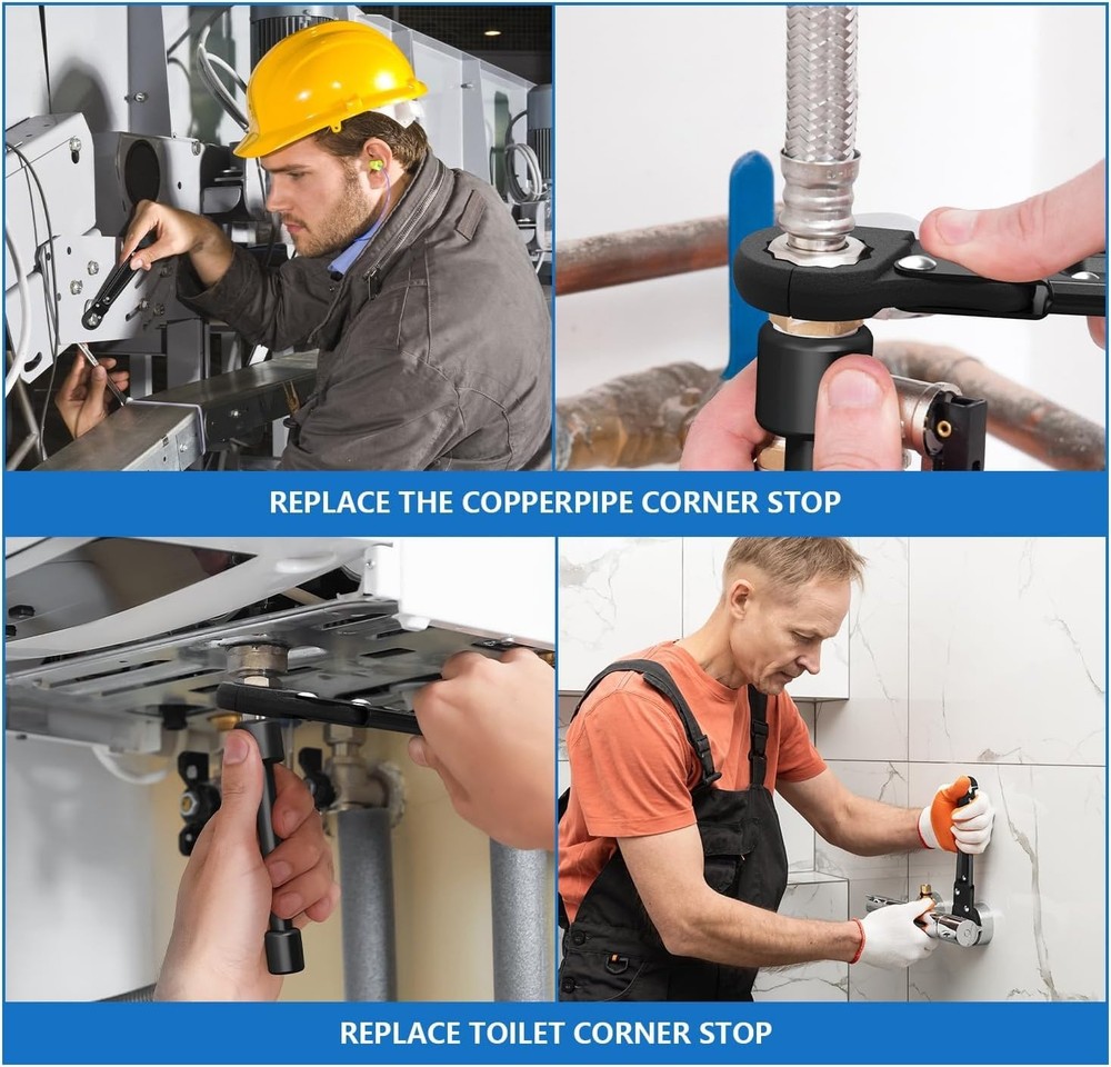 Angle Stop Wrench Kit for Professional Plumbers Compact Adjustable Plumbing Tool