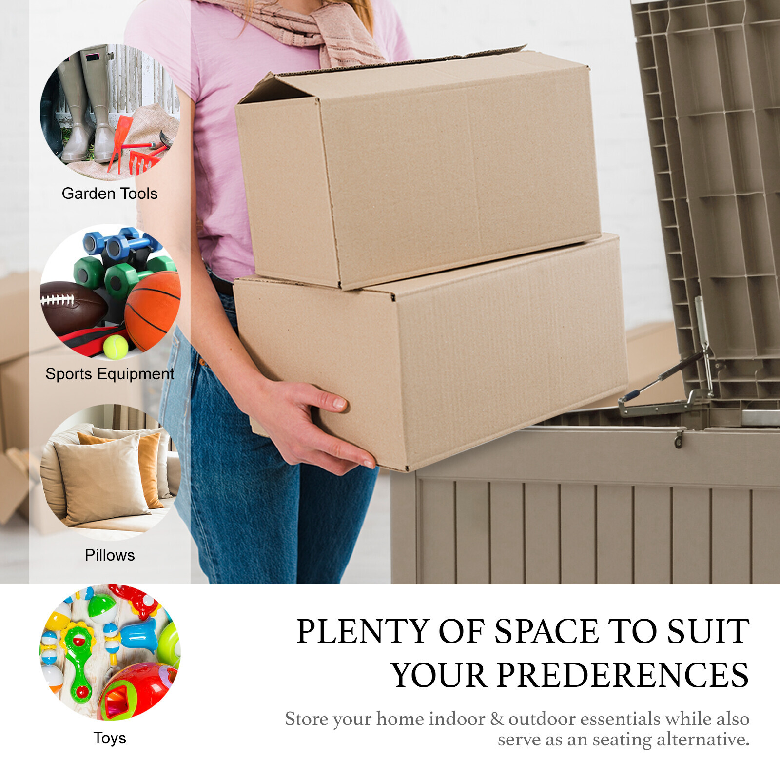 230 Gallon Deck Box Storage Outdoor Patio Chest Organizer Furniture Garden Bench