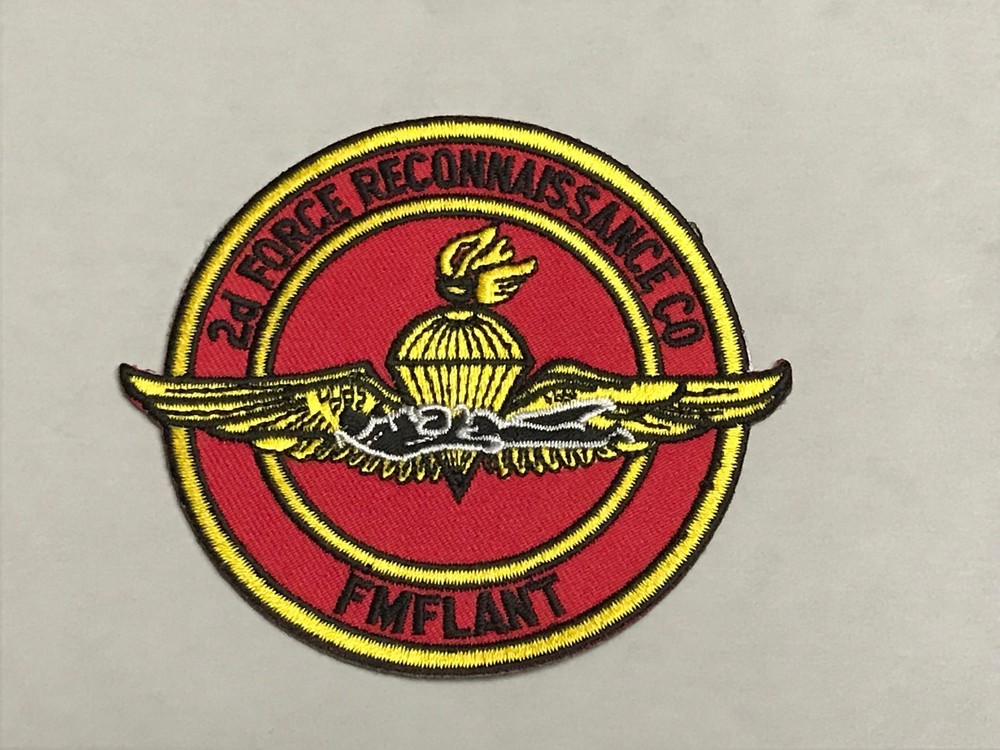 2d Force Reconnaissance Co patch, FMFLANT patch, patch with wings, military