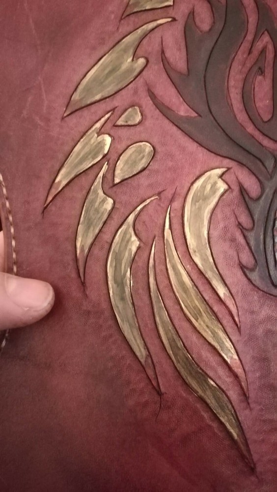 Handmade Dragon Engraved Leather Headlight. Archery.