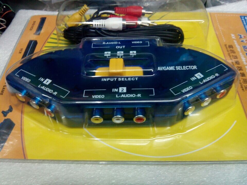 3 Way Audio Video AV RCA Switch Multi Box Composite Selector With 2 FT Cable