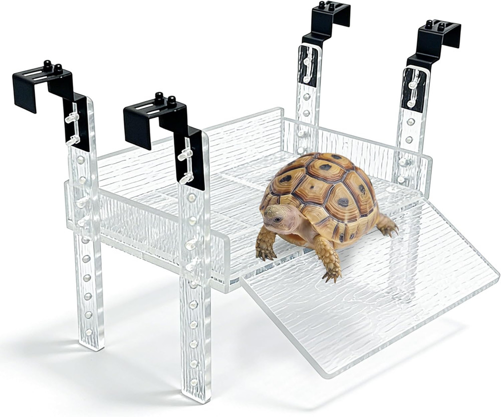Turtle Basking Platform,Sturdy Acrylic&Adjustable Length 10-16 1/2" Basking Plat