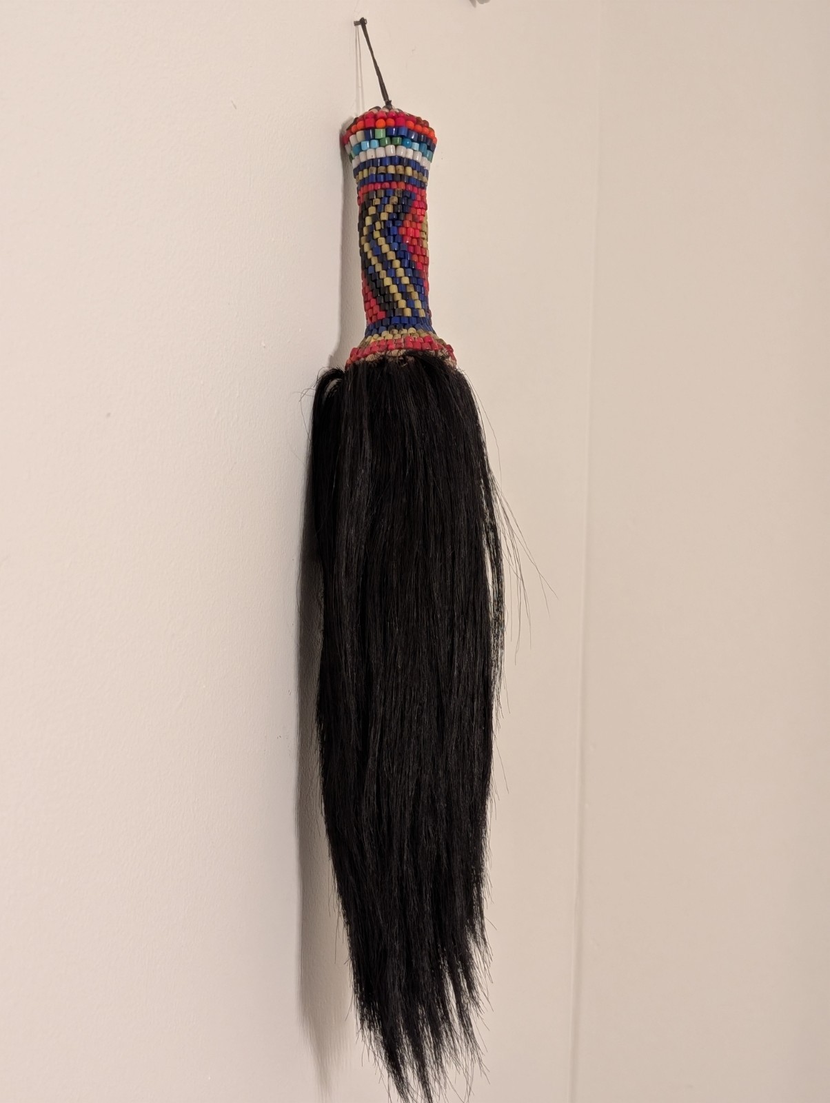 Vintage Yoruba Beaded Irukere Fly Whisk - Nigerian Tribal Art - Ifa Orisha Ase
