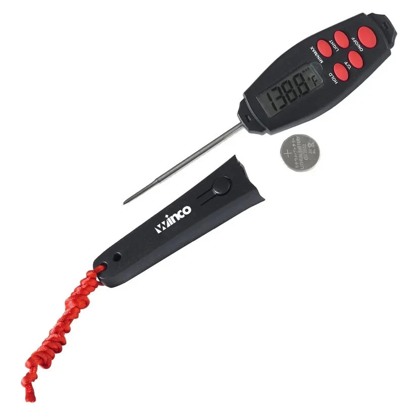 Digital Thermometer Black Wide Temperature Range 1 3/8" LCD 2 7/8" Probe