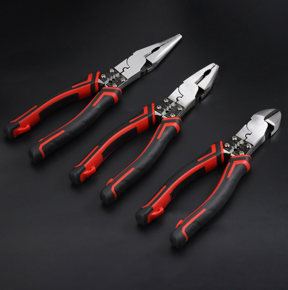 3Pcs Wire Stripper Crimper Cutter Diagonal Pliers Tool Combination Pliers Set