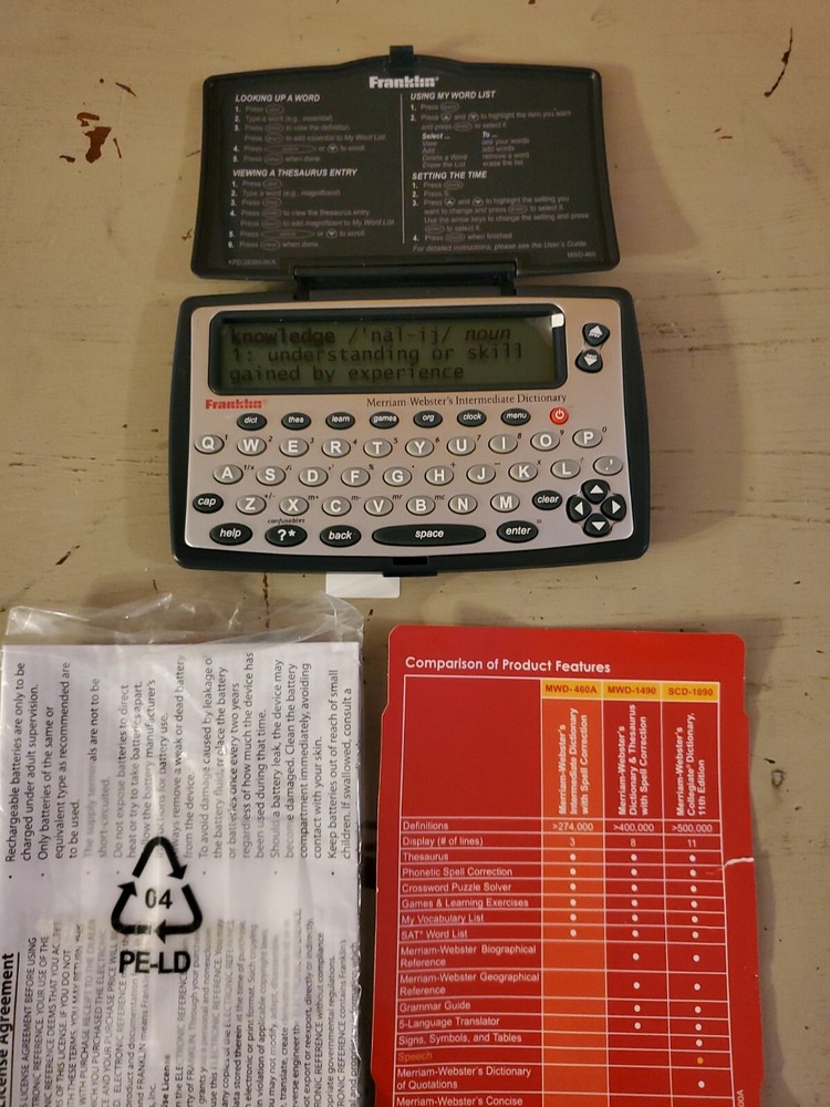 Franklin Intermediate Dictionary w/ Spell Correction 3 in 1 #MWD-460A