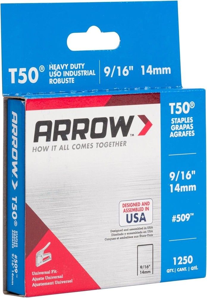 Arrow T50 9/16 Staples, 1250 Count