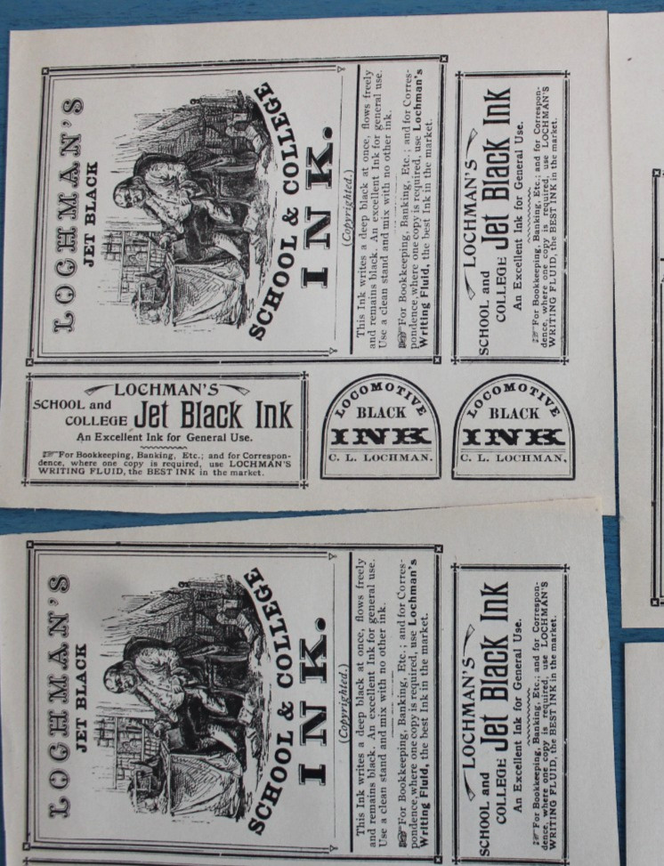 Charles Lochman Ink Bottle Labels 1880 Antique Set of 24