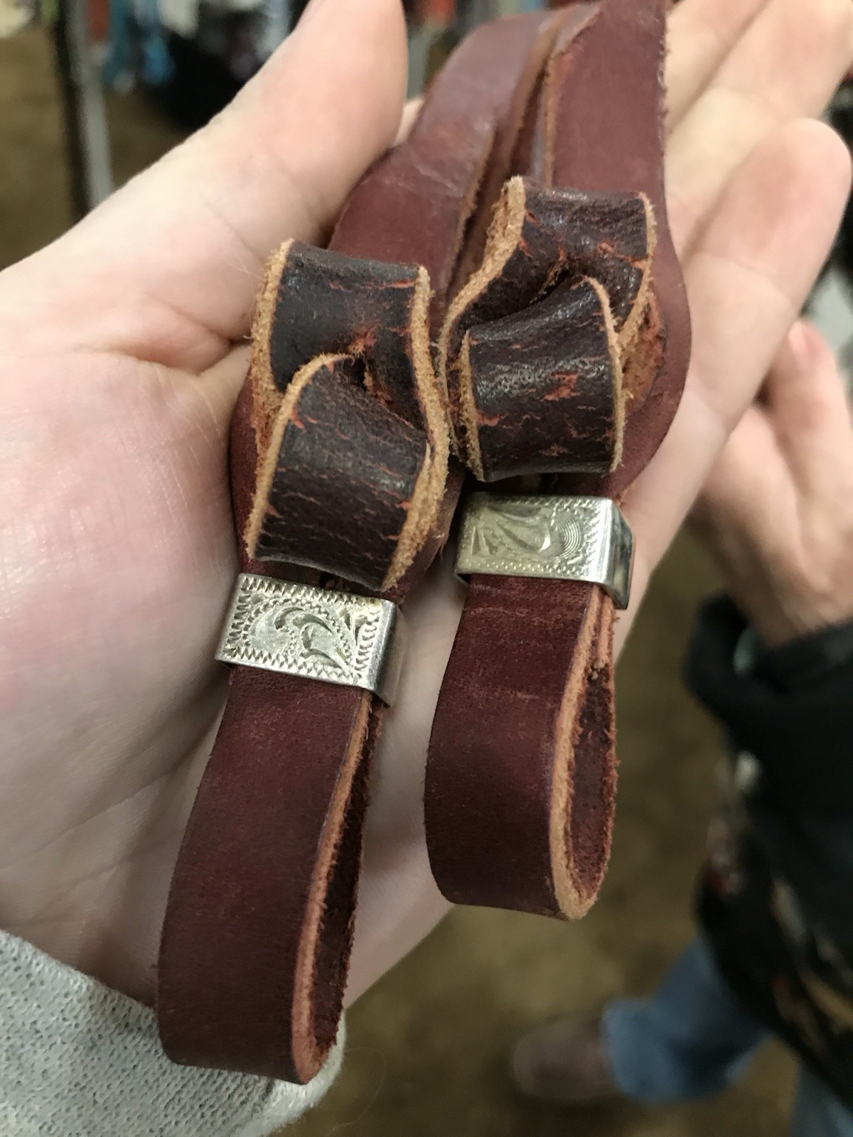 CUSTOM QUALITY WESTERN LEATHER ROPING REINS WITH HAND BRAIDED BLOOD KNOTS HORSE