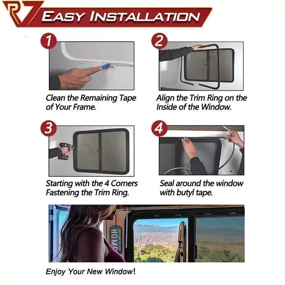 RV Exit Window 30" x 20" Camper Replacement Push Out Emergency Window NEW