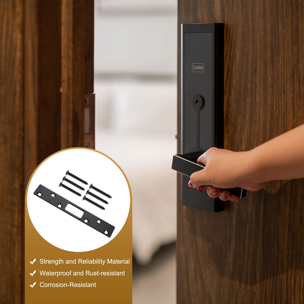 Door Lock Plate, 6 Inch Security Lock (Black)