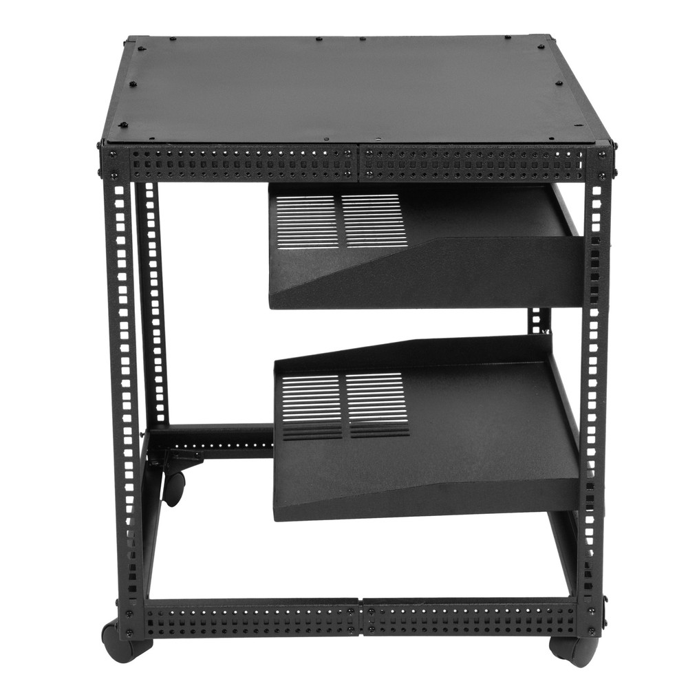 12U 4 Post Open Frame Server Rack Network 23"-40" Adjustable w/ Casters Shelves