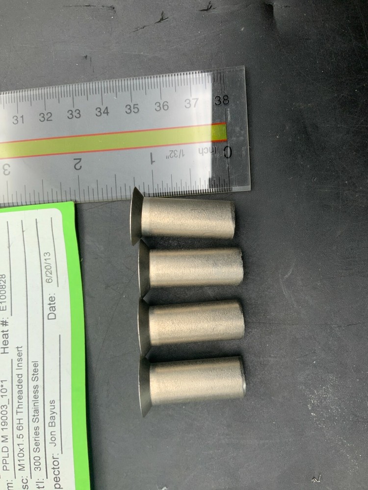 (4) M10 x 1.5 6H Threaded Inserts, Stainless Steel