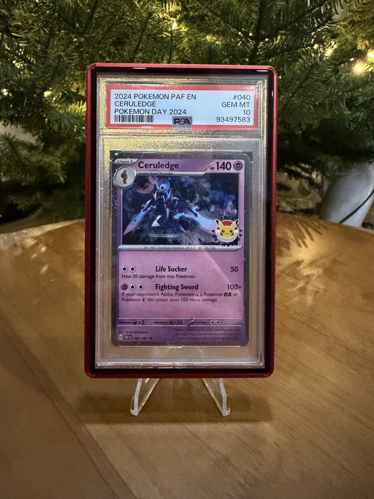 Magnetic Acrylic Card Display Case | Red Frame | Clear Stand | PSA Bumper